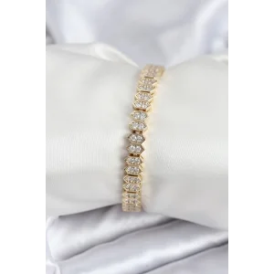 Pirinç VIP Seri Gold Renk Zirkon Taşlı Kadın Bileklik