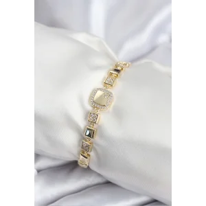 Pirinç VIP Seri Gold Renk Zirkon Taşlı Model Kadın Bileklik