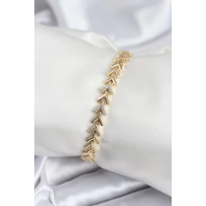 Pirinç VIP Seri Gold Zirkon Taşlı Balık Sırtı Model Kadın Bileklik