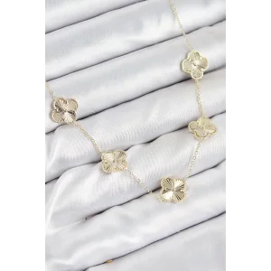Pirinç VIP Yonca Model Gold Renk Kadın Kolye