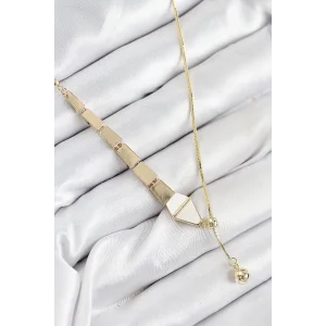 Pirinç Yılan Model Gold Renk Asansörlü Kadın Kolye