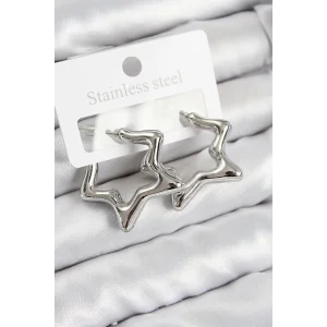 Pirinç Yıldız Model Gümüş Renk Kadın Küpe