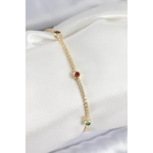 Pirinç Zirkon Taşlı Asorti Model Gold Renk Kadın Bilekilk