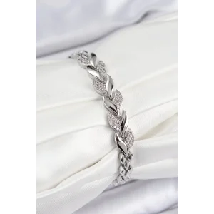 Pirinç Zirkon Taşlı Balık Kuyruğu Model Gümüş Renk Kadın Bileklik