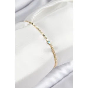 Pirinç Zirkon Taşlı Boncuk Model Ezme Zincir Gold Renk Kadın Bileklik