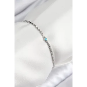 Pirinç Zirkon Taşlı Boncuk Model Ezme Zincir Gümüş Renk Kadın Bileklik