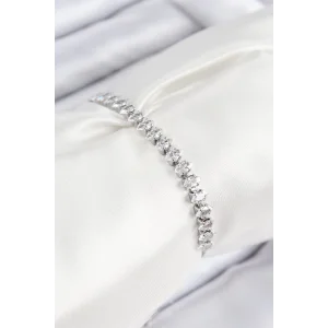 Pirinç Zirkon Taşlı Damla Model Gümüş Renk Asansörlü Kadın Bileklik