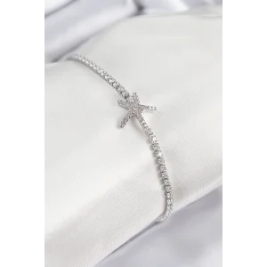 Pirinç Zirkon Taşlı Deniz Yıldızı Model Gümüş Renk Kadın Bileklik