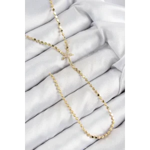 Pirinç Zirkon Taşlı Ezme Zincirli Deniz Yıldızı Model Gold Renk Y Kolye