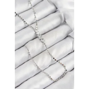 Pirinç Zirkon Taşlı Ezme Zincirli Model Gümüş Renk Y Kolye