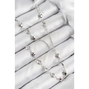 Pirinç Zirkon Taşlı Kalp Model Gümüş Renk Y Kolye