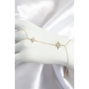 Pirinç Zirkon Taşlı Kutup Yıldızı Model Gold Renk Kadın Şahmeran