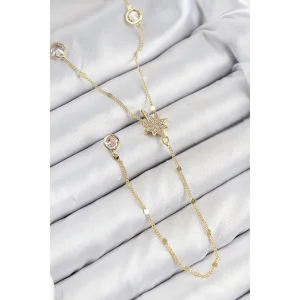 Pirinç Zirkon Taşlı Kutup Yıldızı Model Gold Renk Y Kolye