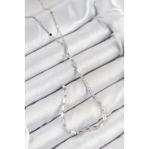 Pirinç Zirkon Taşlı Model Gümüş Renk Y Kolye