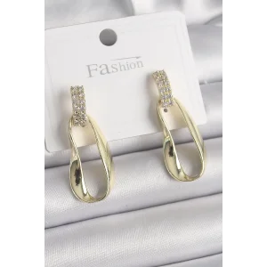 Pirinç Zirkon Taşlı Sallantı Kadın Küpe