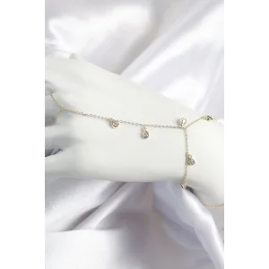 Pirinç Zirkon Taşlı Sallantılı Damla Model Gold Renk Kadın Şahmeran