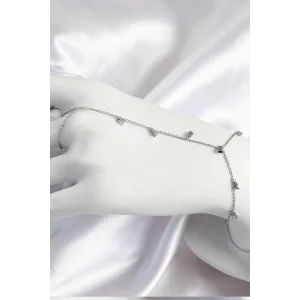 Pirinç Zirkon Taşlı Sallantılı Model Gümüş Renk Kadın Şahmeran