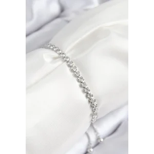 Pirinç Zirkon Taşlı Sıralı Model Gümüş Renk Asansörlü Kadın Bileklik