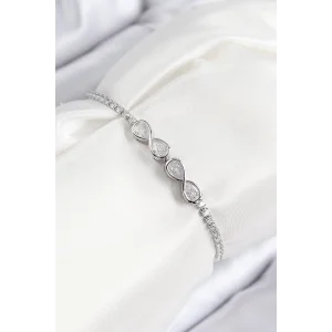 Pirinç Zirkon Taşlı Sonsuzluk Model Gümüş Renk Asansörlü Kadın Bileklik