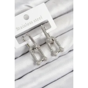 Pirinç Zirkon Taşlı Tifany Model Gümüş Renk Kadın Küpe