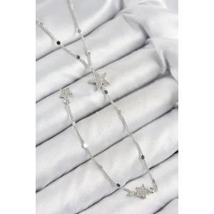 Pirinç Zirkon Taşlı Yıldız Model Gold Renk Y Kolye