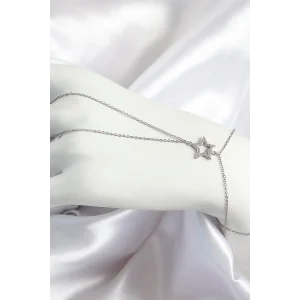 Pirinç Zirkon Taşlı Yıldız Model Gümüş Renk Kadın Şahmeran