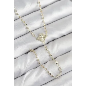 Pirinç Zirkon Taşlı Yonca Model Gold Renk Kadın Y Kolye