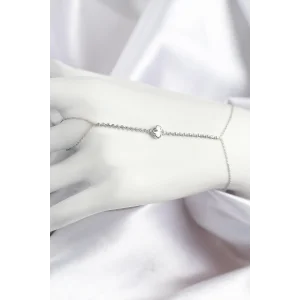 Pirinç Zirkon Taşlı Yonca Model Gümüş Renk Şahmeran