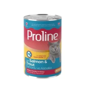 Proline Sos İçinde Et Parçacıklı Somonlu ve Alabalıklı Yetişkin Konserve Kedi Maması 400 Gr
