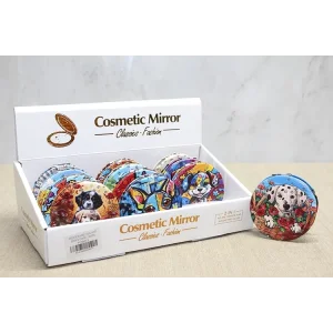 Sevimli Köpek Tasarımıyla Taş İşlemeli İnce El Aynası Yuvarlak Alk4577