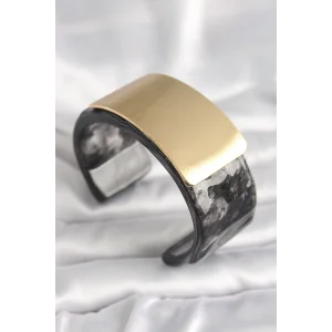 Siyah Mermer Desen Akrilik Plastik Gol Dikdörtgen Plaka Model Vingtage Kadın Bilezik