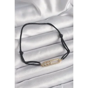 Siyah Renk İpli Asansör Gold Messika Model Kadın Bileklik