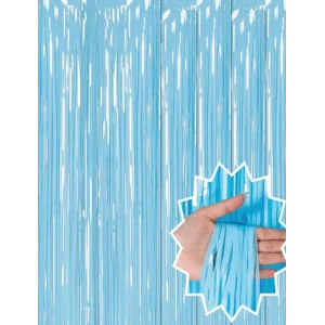 Soft Mavi Püsküllü Kapı Perdesi - Parti, Baby Shower, Sünnet Süsü, Cinsiyet Partisi 1x2 M