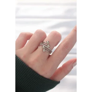 Topçuk Model Zirkon Taşlı Silver Renk Ayarlanabilir Yüzük