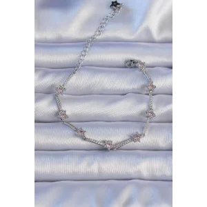 Vip Seri Pirinç Gümüş Renk Zirkon Taşlı Halley Yıldız Model Bileklik