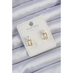 Xuping Gold Renk İnci Taşlı Halka Küpe