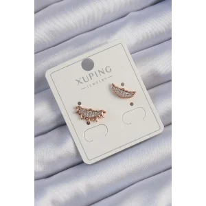 Xuping Rose Renk Zirkon Taşlı Ay ve Güneş Tasarımlı Küpe