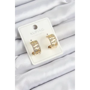 Xuping Zirkon Taşlı Çit Halka Model Gold Renk Kadın Küpe