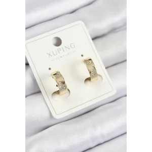 Xuping Zirkon Taşlı Desenli Halka Model Gold Renk Kadın Küpe