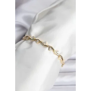 Zikzak Model Pirinç Gold Renk Bileklik