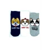 3 Çift Sevimli Köpek Temalı Baskılı Yumuşak Kadın Bilek Çorap