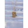 316L Altın Renk İşlemeli Yonca Model Vintage Kolye