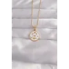 316L Çelik Gold Renk Beyaz Mineli Karışık Figürlü Tarot Kolye