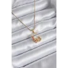 316L Çelik Gold Renk Hilal Kedi Model Zirkon Taşlı Detay Kadın Kolye