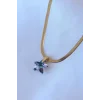 316L Çelik Gold Renk İtalyan Zincir Model Kristal Deniz Yıldız Model Kadın Kolye