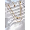 316L Çelik Gold Renk İtalyan Zincir Model Topçuk Detay Kadın Kolye
