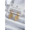 316L Çelik Gold Renk Kalp Model Kelebek İşleme Kadın Küpe