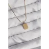 316L Çelik Gold Renk Kare Charm Model Kolye