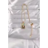 316L Çelik Gold Renk Karışık Mineli El Figür Tarot Kolye