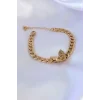 316L Çelik Gold Renk Kelebek Figür İşleme Detay Zincir Model Kadın Bileklik